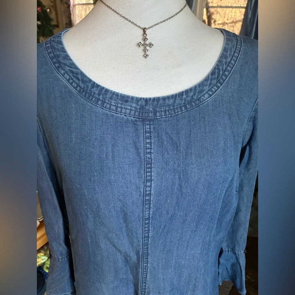 👖Cato Indigo Denim Jean Bell Sleeve Dress - Picture 13 of 15
